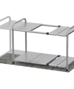 Simple Houseware Under Sink 2 Tier Expandable Heavy Duty Metal Shelf Organizer Rack, Silver (Expand from 15 to 25 inches) Expandable Shelf 26 81ETtFU0x9L