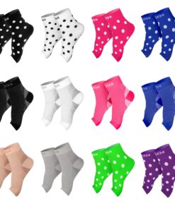 NEWZILL Plantar Fasciitis Socks with Arch Support, Best 24/7 Foot Care Compression Sleeve, Eases Swelling & Heel Spurs, Ankle Brace Support, Increases Circulation (S/M, White w Black Dots) Small-Medium White with Black Polka Dots 11 81EWARWmkVS