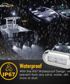 Partsam 4pcs 3" LED Oblong Stainless Courtesy Light Submersible Yacht Marine Boat Deck Lights, Walkways Step storage Led Interior Exterior courtesy Lights lighting, Suface Mount, 12V 15 81EWrj1LSuL