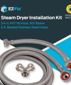 Alternative view of Eastman Steam Dryer Installation Kit, 3/4 Inch FHT Fill Hose, 90 Degree Elbow, 6 ft Braided Stainless Steel Hoses, 41025