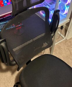 LANDOMIA Ergonomic Office Desk Chair - Mesh Office Chair with Flip up Arms & Adjustable Back Height - Comfortable Computer Task Chairs with Lumbar Support for Heavy People Black 31 81Eb3fyA9L