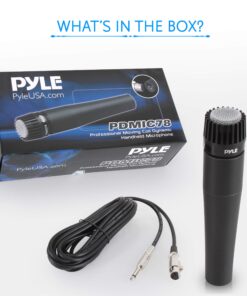 PYLE-PRO Professional Handheld Moving Coil Microphone - Dynamic Cardioid Unidirectional Vocal, Built-in Acoustic Pop Filter, Includes 15ft XLR Audio Cable to 1/4'' Audio Connection - Pyle PDMIC78,Black Mic 29 81EbkZyTVoL