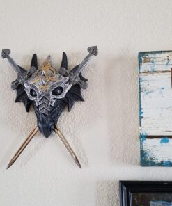 Dragon Crest Armored Dragon Wall Crest Castle Theme Decoration Gift, No Size, Silver/Black/Gold 8 81EcTMYSE8L