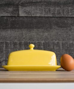Now Designs Stoneware Rectangle Butter Dish with Lid, Lemon Yellow 4.5 x 8 in 11 81Ed4H3HHTL