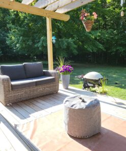 LA JOLIE MUSE Set of 2 Tall Planters with Trays, 20 Inch Indoor/Outdoor Tall Planters,Large Grey Flower Pots,Tree Planters for Front Door,Patio and Deck 2 Pack - 20" Gray 38 81EdOgngyTL