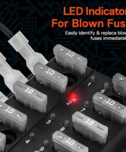 Alternative view of True Mods 10 Way Blade Fuse Box for Automotive [ATC/ATO Blade Fuses] [100 Amp][LED Indicator] [Protection Cover] [10-30V DC; 12V] Auto Marine Fuse Block Fuse Box Only