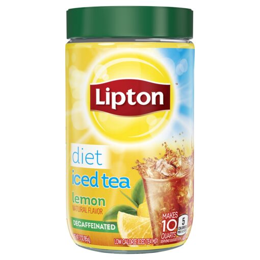 Lipton Black Iced Tea Mix, Diet Decaffeinated Lemon, 10 qt (pack of 6)