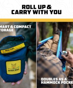 Wise Owl Outfitters Camping Hammock - Camping Essentials, Portable Hammock w/Tree Straps, Single or Double Hammock for Outside, Hiking, and Travel Blue & Grey Medium 29 81EgWU4PVL 2