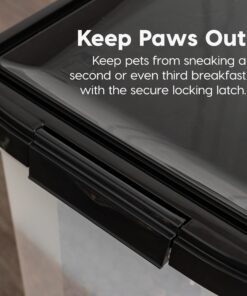 IRIS USA 10 Lbs / 12.75 Qt WeatherPro Airtight Pet Food Storage Container, for Dog Cat Bird and Other Pet Food Storage Bin, Keep Pests Out, Keep Fresh, Translucent Body, BPA Free, Clear/Black 23 81EhHcOaqyL