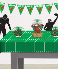 Beistle Plastic Game Day Football Tablecover for Rectangle Tables Sports Tableware Touchdown Tailgate Party, 54" x 108", Green/White 1 Pack 23 81EhYxfpXKL