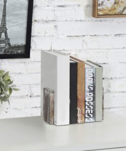 MyGift Torched Wood and Metal Bookends, Decorative Desktop Book Stand Holder Desk Organizer, 1 Pair 9 81EkdIkIImL