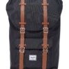 Herschel Little America Laptop Backpack, Black/Tan Synthetic Leather, Classic 25.0L