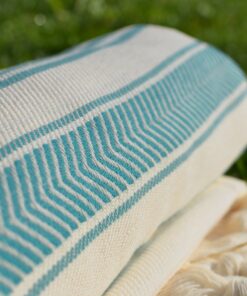 Dandelion - Ivory Basic Pattern - Naturally-Dyed Cotton Turkish Towel Peshtemal - 71x39 Inches - Miami Blue 11 81EotJ00JWL