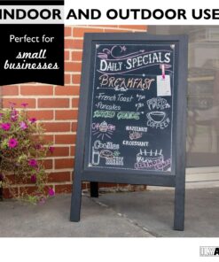 Ilyapa Wooden A-Frame Chalkboard Sign with Eraser - 40 x 20 Inch Magnetic Sidewalk Menu Board – Sturdy Freestanding Black Sandwich Sign Board Menu Display for Restaurant, Business, or Weddings 40x20 Inches 24 81EprzZN08L