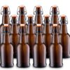 Home Brewing Glass Beer Bottle with Easy Wire Swing Cap & Airtight Rubber Seal -Amber- 16oz - Case of 12 - by Tiabo Amber 36 81Epspz1y3L