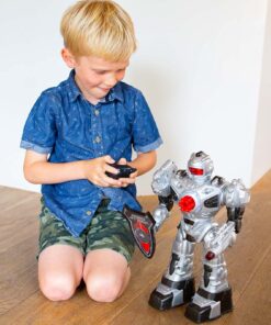 Think Gizmos Large Remote Control Robot for Kids – Superb Fun Toy RC Robot – Remote Control Toy Shoots Missiles, Walks, Talks & Dances (10 Functions) (Silver) Silver 28 81EqFTE ZYL