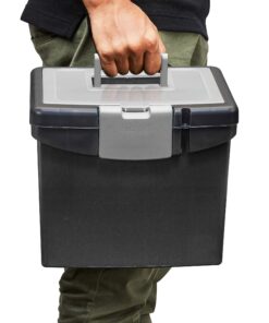 Storex 61504B02C Portable File Box with XL Lid, 11 x 13-1/2 x 11 Inches, Black Letter Size with XL Lid 12 81ErEStTgAL