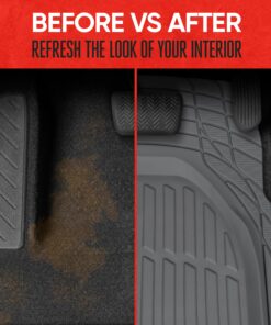 Motor Trend FlexTough Floor Mats for Cars, Gray Deep Dish All-Weather Mats, Waterproof Trim-To Fit Automotive Floor Mats for Trucks SUV, Universal Liner Car Accessories Full Set 37 81ErfomyS9L