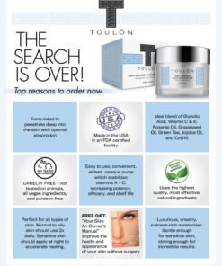 TOULON Glycolic Acid Cream 10% Face Moisturizer. Best Alpha Hydroxy Acid Products; Exfoliating, Anti-Aging Wrinkle Cream with AHA for Acne Prone Skin; Natural Exfoliator for Day and Night 30 81Ewx4NU5kL