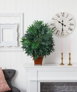 Nearly Natural 6556 Bamboo Palm with Wicker Basket Silk Plant,Green 10 81ExXhVVclL