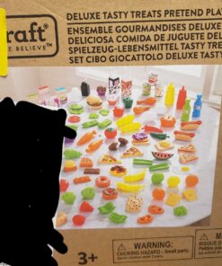 KidKraft 115-Piece Deluxe Tasty Treats Pretend Play Food Set, Plastic Grocery and Pantry Items, Gift for Ages 3+ 45 81EyzbaGlJL