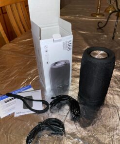 MusiBaby M68 Wireless Bluetooth Speaker, Portable, Waterproof, 1500 Minute Playtime, Dual Pairing, 360 Stereo Sound, Amazing Bass, Black 34 81EzN9n7jAL