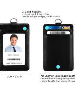 Alternative view of Vincent Van Gogh The Starry Night Print Lanyard with PU Leather ID Badge Holder Wallet with 3 Card Pockets, Safety Breakaway Clip & Matching Note Card. Gift of Carabiner Keychain Flashlight. Breakaway + Keychain Light