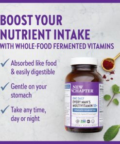 New Chapter Men's Multivitamin 50 Plus for Brain, Heart, Digestive, Prostate & Immune Support with 20+ Nutrients + Astaxanthin - Every Man's One Daily 55+, Gentle on The Stomach - 72 ct Tablet for Men 72 Count (Pack of 1) 13 81F XqgHZ6L 1