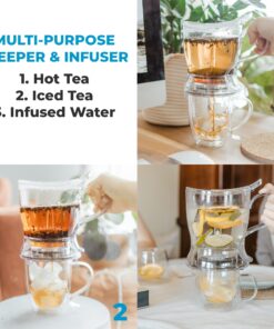 GROSCHE 17.7oz BPA-Free Tea Infuser Teapot with Drip-Free, Easy Clean Design 17.7 fl oz Clear 37 81F pomzMFL
