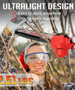 Mini Chainsaw 6-Inch Battery Powered - Cordless Electric Handheld Chainsaw with 2 Rechargeable Batteries - 21V Small Power Chain Saws Battery Operated for Tree Trimming Wood Cutting 24 81F02lZIk3L