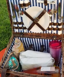 Wicker Picnic Basket for 2 with Waterproof Picnic Blanket, Picnic Set for 2 with Sand-Proof Beach Mat,Willow Hamper Service Gift Set for Camping and Outdoor Party Best Gift 15.4" For 2 45 81F1I0tzQHL
