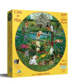 Alternative view of SUNSOUT INC - Cats at Play - 500 pc Round Jigsaw Puzzle by Artist: Higgins Bond - Finished Size 19.5" rd - MPN# 45876