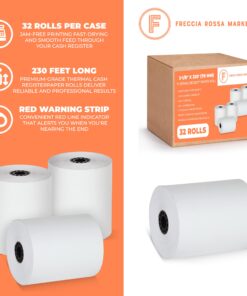 Thermal Printer Receipt Paper Rolls 3 1/8 x 230 for Clover Station Pro Cash Registers and All POS Cash Registers Star Micronics BPA Free (32 Pack) 32 Rolls 3-1/8" x 230' 11 81F3QrMwi4L
