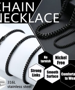 FIBO STEEL 3-6mm Curb Chain Necklace for Men Stainless Steel Biker Punk Style 18.0-30.0 inches Silver,Black,Gold 18 Inches Black-tone, 3mm width 8 81F3r1lWj8L