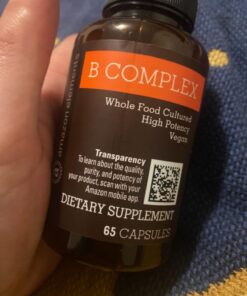 Amazon Elements B Complex, High Potency, 83% Whole Food Cultured, Supports Immune and Normal Energy Metabolism, Vegan, 65 Capsules, 2 month supply (Packaging may vary) 65 Count (Pack of 1) 23 81F3uBKVGfL
