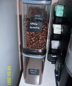 Shazo Airtight Food Storage Container (Set of 6) - BONUS Measuring Cup - Labels & Marker - Durable Plastic - BPA Free - Clear with Improved Lids (Black) - Air Tight Snacks Pantry & Kitchen Canisters Black 39 81F50rT5IyL