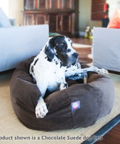 Majestic Pet 40 Inch Suede Calming Dog Bed Washable – Cozy Soft Round Dog Bed with Spine Support for Dogs to Rest their Head - Fluffy Donut Dog Bed 40x29x9 (Inch) - Round Pet Bed Large – Chocolate 40 in. 30 81F5ybznvL