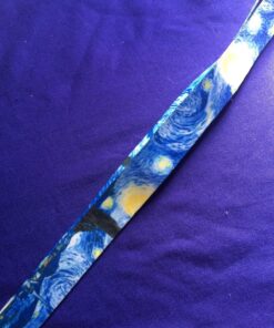 Vincent Van Gogh The Starry Night Print Lanyard with PU Leather ID Badge Holder Wallet with 3 Card Pockets, Safety Breakaway Clip & Matching Note Card. Gift of Carabiner Keychain Flashlight. Breakaway + Keychain Light 34 81F6BDgWnXL