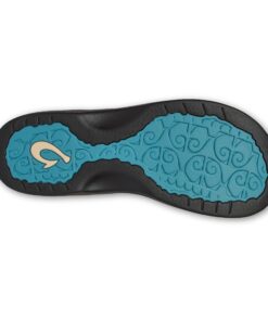 OLUKAI Ohana Women's Beach Sandals, Quick-Dry Flip-Flop Slides, Water Resistant, Wet Grip Soles & Compression Molded Footbed 5 Blue Mist/Black 9 81F6f3VA3yL