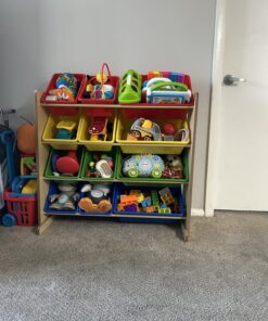 Humble Crew, Natural/Primary Kids' Toy Storage Organizer with 12 Plastic Bins, 34*35*15.5inch 47 81F6ilc nL