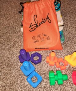 Skoolzy Nuts and Bolts 12 Piece Toy Building Block Set Sensory Occupational Therapy STEM for 18+ Months Toddler Toys & Kids, Includes eBook Travel 12 Piece 43 81F82hOmRbL 1