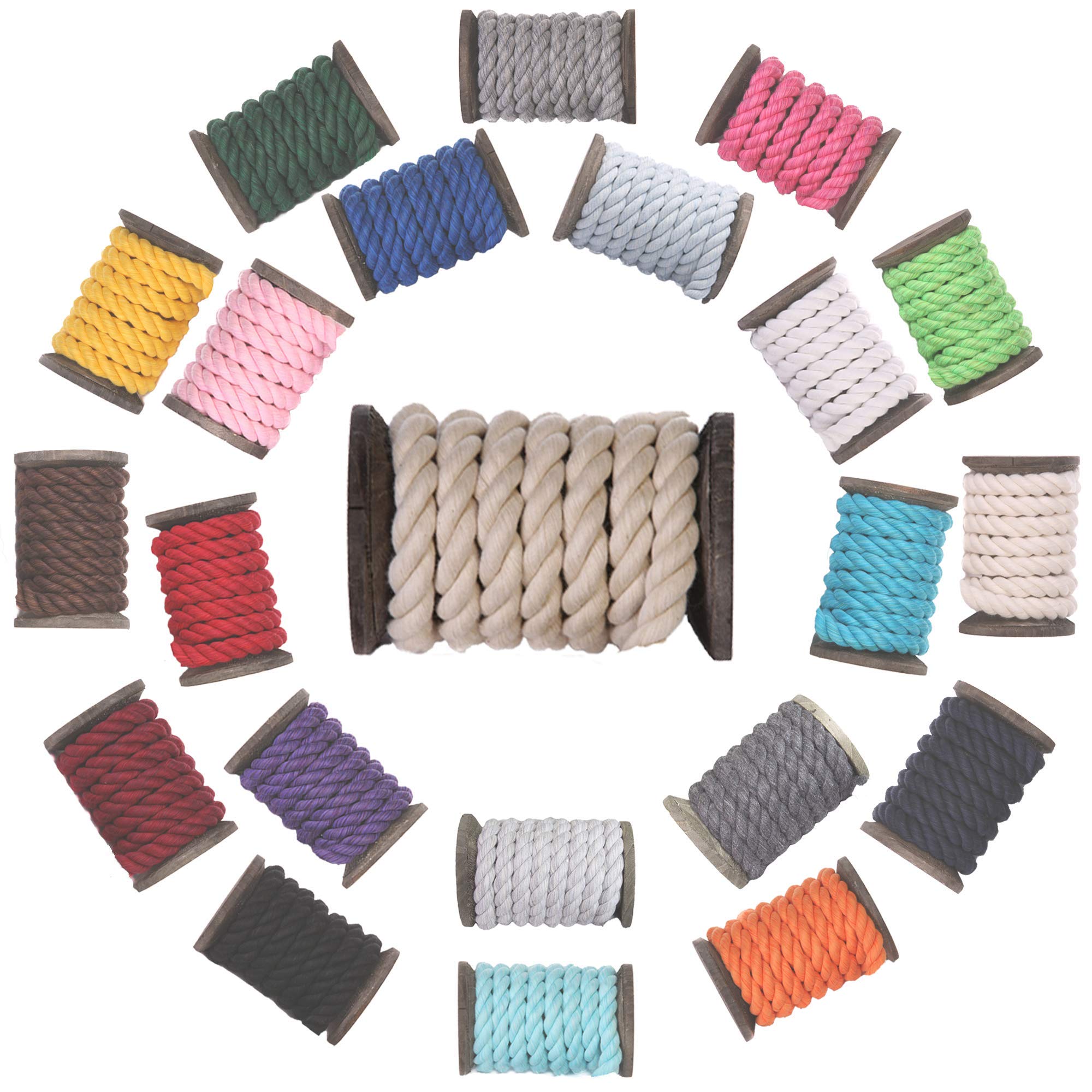 Ravenox Natural Twisted Cotton Rope | Made in The USA | Strong Triple-Strand Cordage for Sports, Décor, Pet Toys, Crafts, Macramé & Indoor Outdoor Use| by The Foot & Diameter (Multiple Color) Tan 1/4 Inch x 600 Feet 3 Ravenox Natural Twisted Cotton Rope | Made in The USA | Strong Triple-Strand Cordage for Sports, Décor, Pet Toys, Crafts, Macramé & Indoor Outdoor Use| by The Foot & Diameter (Multiple Color) Tan 1/4 Inch x 600 Feet - Image 3