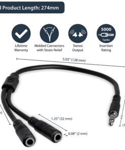 StarTech.com Headset Adapter, Microphone and Headphone Splitter - 3.5mm Male Aux to 3.5mm Female Audio & Mic Combo Jack Y Cable for Laptop / PC (MUYHSMFF) Black Male to Female 28 81FE5XfzonS