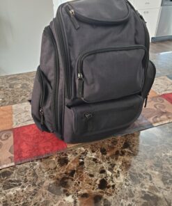 Mancro Diaper Bag Backpack, Multifunctional Dad Diaper Bag with 2 Side Insulated Pockets, Travel Water Resistant Baby Diaper Backpack for Men Women with Stroller Straps, Black 57 81FEf8iDxuL