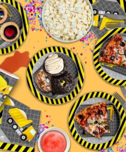 Alternative view of Construction Birthday Party Supplies - Truck Birthday Party Supplies for Boy - Dump Truck Birthday Party Decorations - Tableware Set Includes Plates Napkins and Cups | Kit for 16 48 Piece Construction Trucks