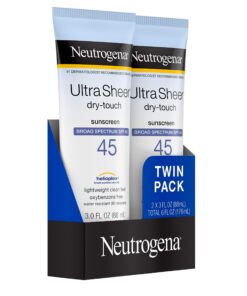 Neutrogena Ultra Sheer Dry-Touch Water Resistant and Non-Greasy Sunscreen Lotion with Broad Spectrum SPF 45, TSA-Compliant travel Size, 3 Fl Oz, Pack of 2, 6 Fl Oz 3 Fl Oz (Pack of 2) 24 81FFMauxPKL