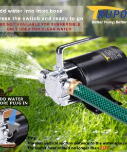 Trupow DC 12-Volt 1/10HP 330GPH Battery Powered Mini Portable Electric Utility Sump Transfer Water Pump with Water Hose Kit Black… 12V DC 12 81FGpKBqU2L