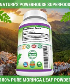 FRESH HEALTHCARE Moringa Oleifera 180 Capsules – 100% Pure Leaf Powder - 3 Month Supply - Non GMO and Gluten Free - Complete Green Superfood Supplement - Energy, Metabolism and Immune Support 21 81FIgwpJ2EL