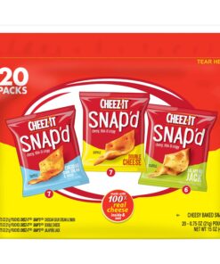 Cheez-It Snap'd Cheese Cracker Chips, Thin Crisps, Lunch Snacks, Variety Pack, 15oz Bag (20 Packs) 3 Flavor Variety Pack 20 Bags (0.75oz Bags) 17 81FJzHfZOdL
