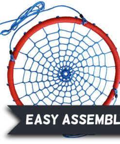 Giant 40 Inch Spider Web Tree Swing, 600 lb Weight Capacity, Durable Steel Frame, Waterproof, Adjustable Ropes, Flag Set and 2 Carabiners, Non-Stop Fun for Kids! Red 19 81FLPfaExhL